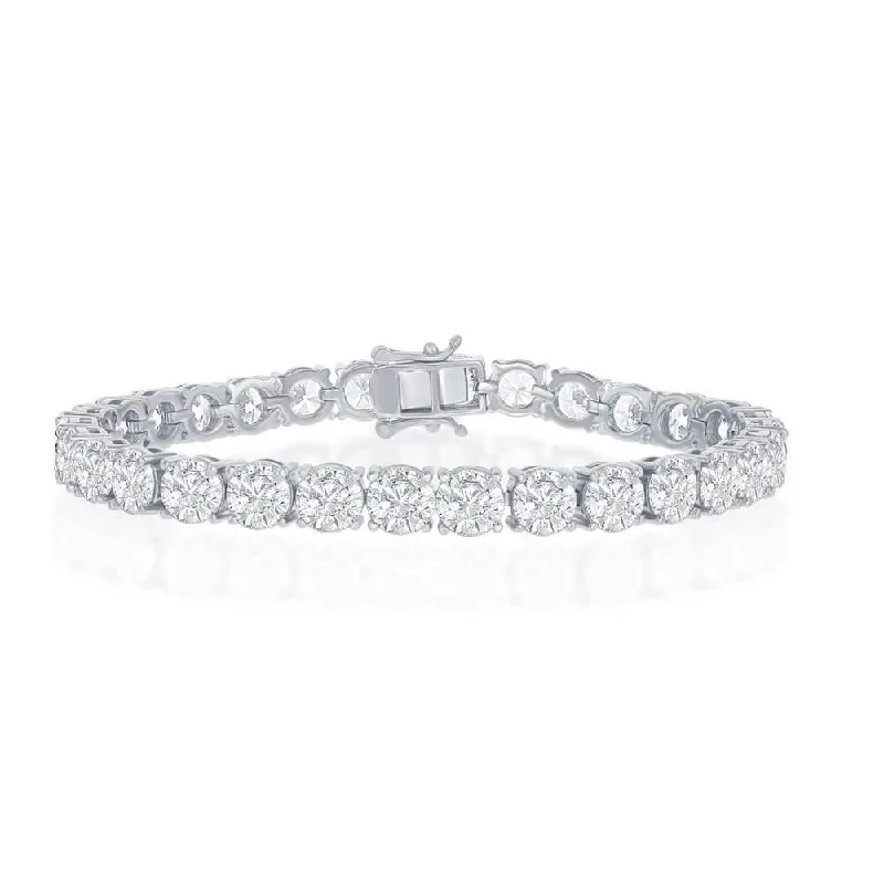 Sterling Silver 6mm Prong-Set Round CZ Tennis Bracelet