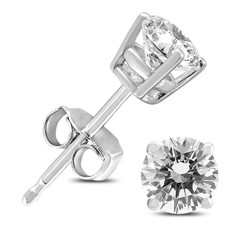 Marquee Almost 3/4 Carat TW Round Diamond Solitaire Stud Earrings in 14K White Gold