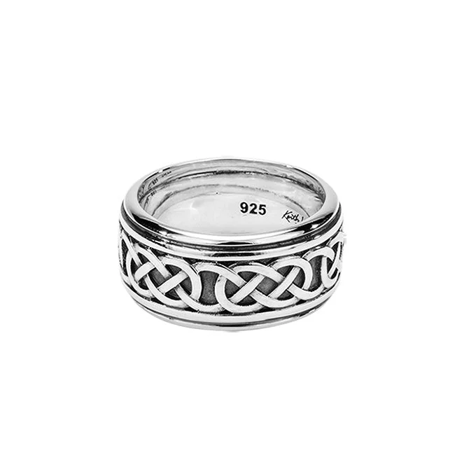 Silver Celtic Love Knot with Rails 'Moidart' Ring