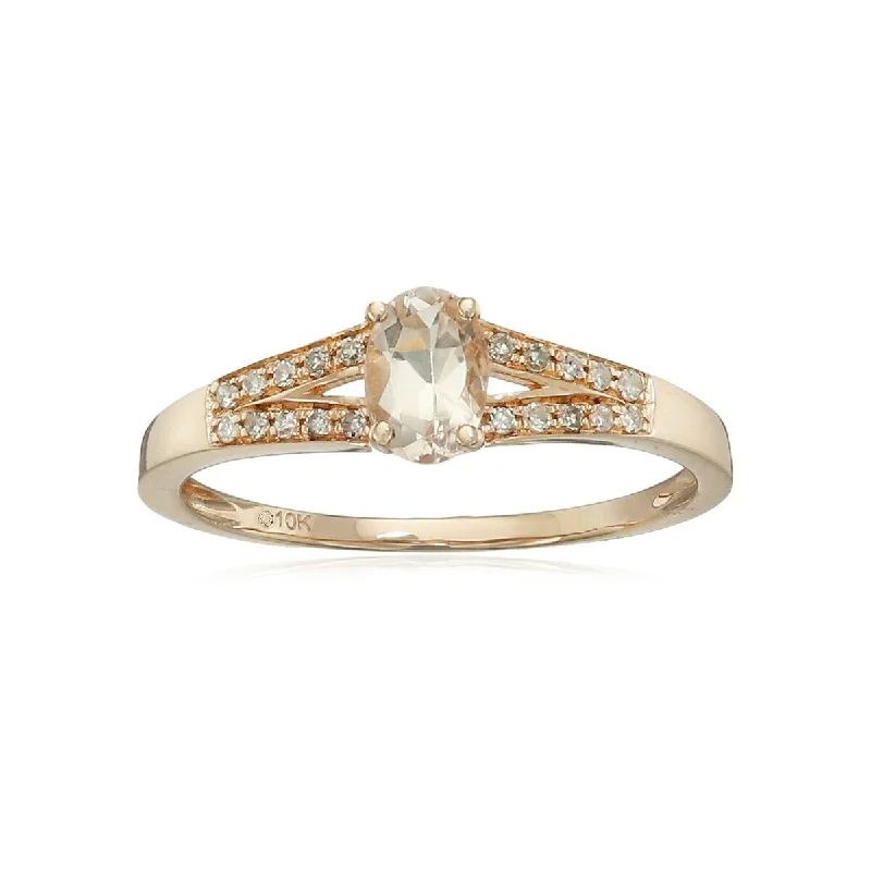 10Kt Gold Morganite and Diamond Ring