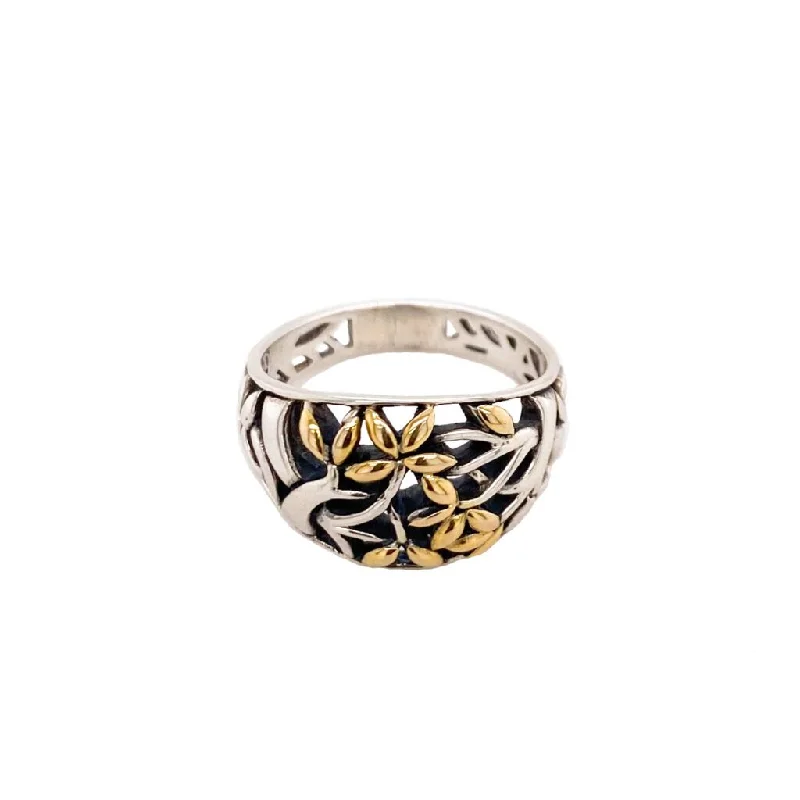 Silver and 18k Gold Tree of Life Ring