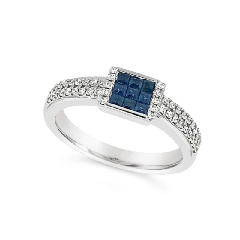 Princess Cut Sapphire and Diamond Ring