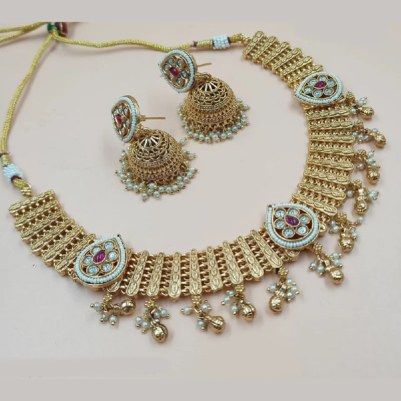 Padmawati Bangles Gold Plated Pota Stone And Pearls Necklace Set