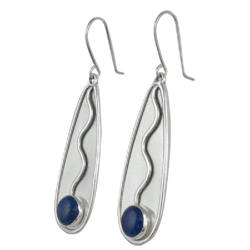 Lapis Lazuli Dangle Earrings, 'River Flow'