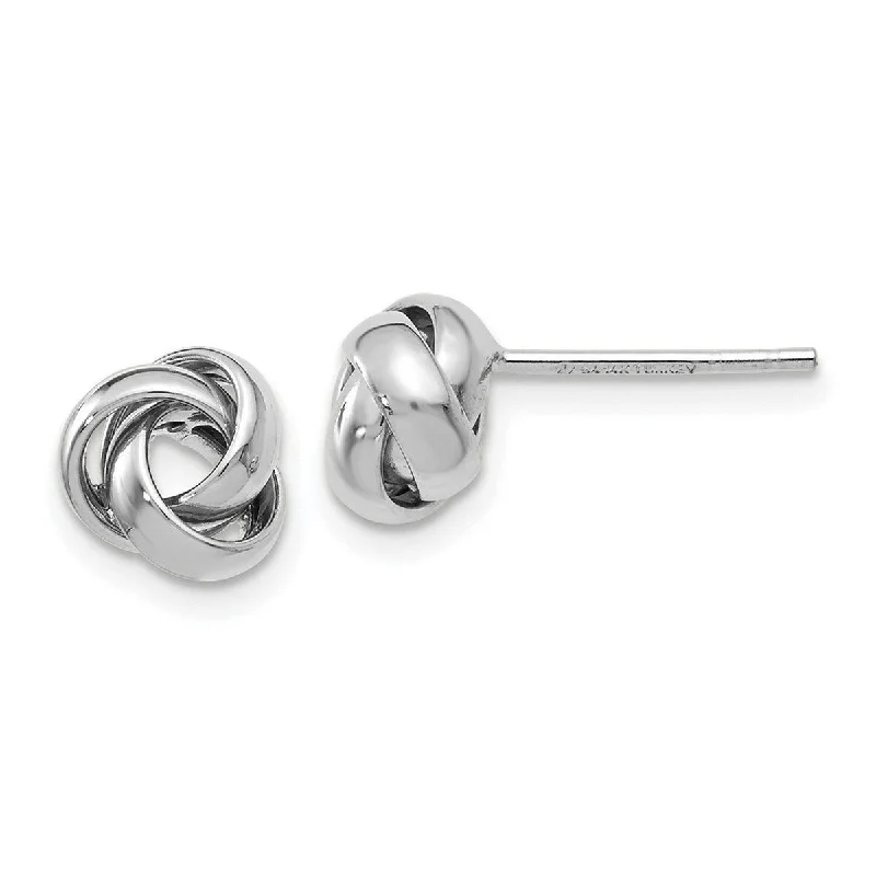 Curata 14k White Gold 8mm Polished Triple Ring Love Knot Post Earrings