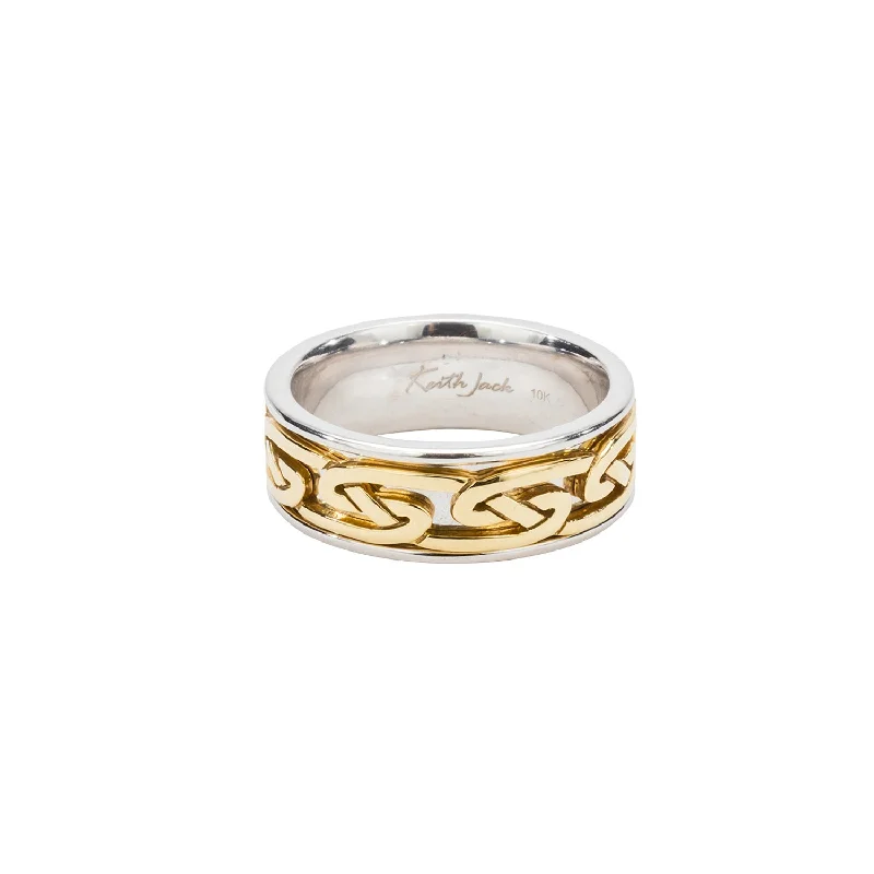 10k White and Yellow Gold Celtic Knot 'Laro' Wedding Ring