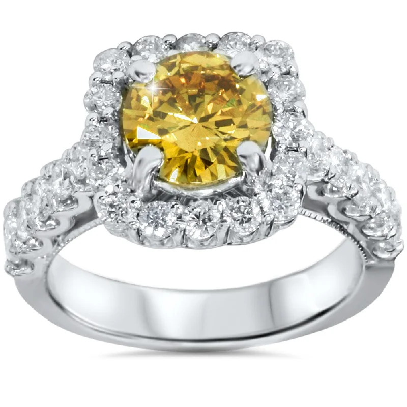 14k White Gold 2 5/8ct TDW Yellow and White Diamond Ring