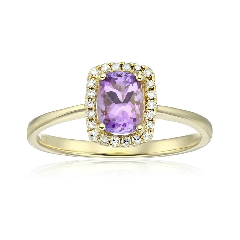 10k Yellow Gold African Amethyst & Diamond Ring