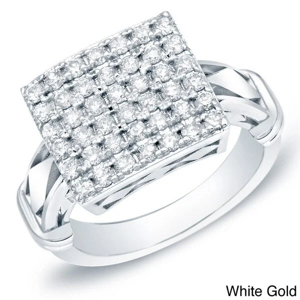 14k Gold 1/2ct TDW Square Pave Diamond Ring by Auriya