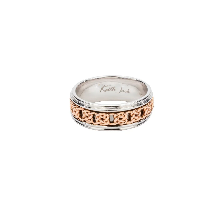 10k White and Rose Gold Celtic Gate Knot 'Braan' Ring