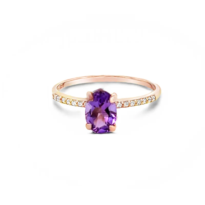 Rainbow Amethyst & Diamond Fine Ring