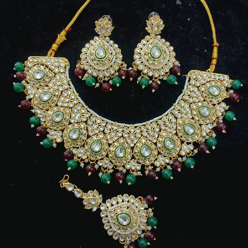 Gehana Mahal Gold Plated Kundan And Pearl Necklace Set