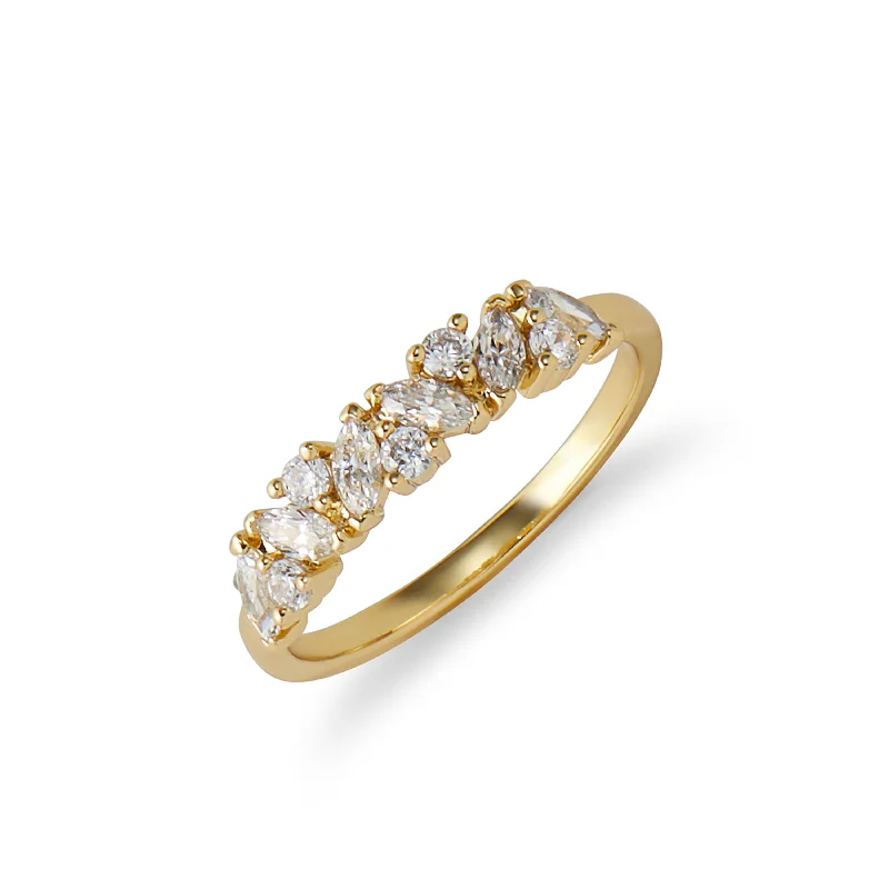 Baguette and CZ Ring in Gold