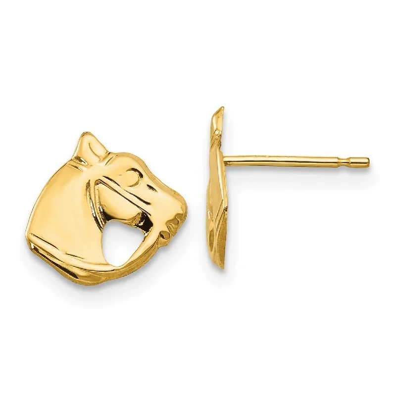 Curata 14k Yellow Gold Polished Horse Head Post Earrings - - 8x9mm