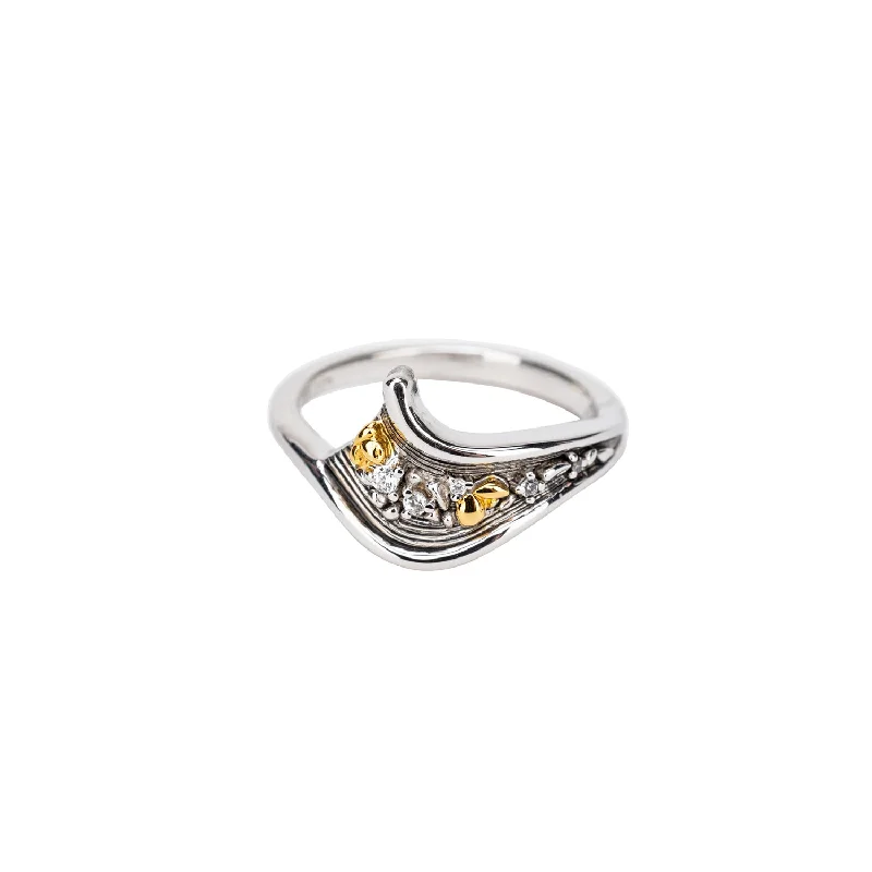 Silver And 10k Gold Rocks 'n Rivers Ring - Cubic Zirconia