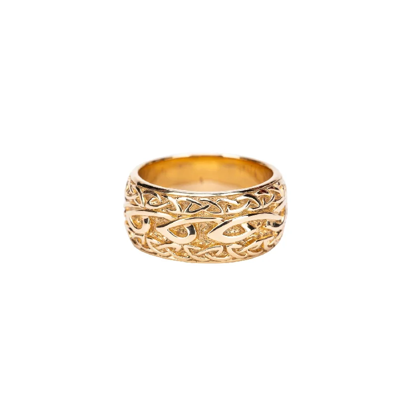 10k Yellow Gold Celtic Knot with Knot Rail Trim Ring