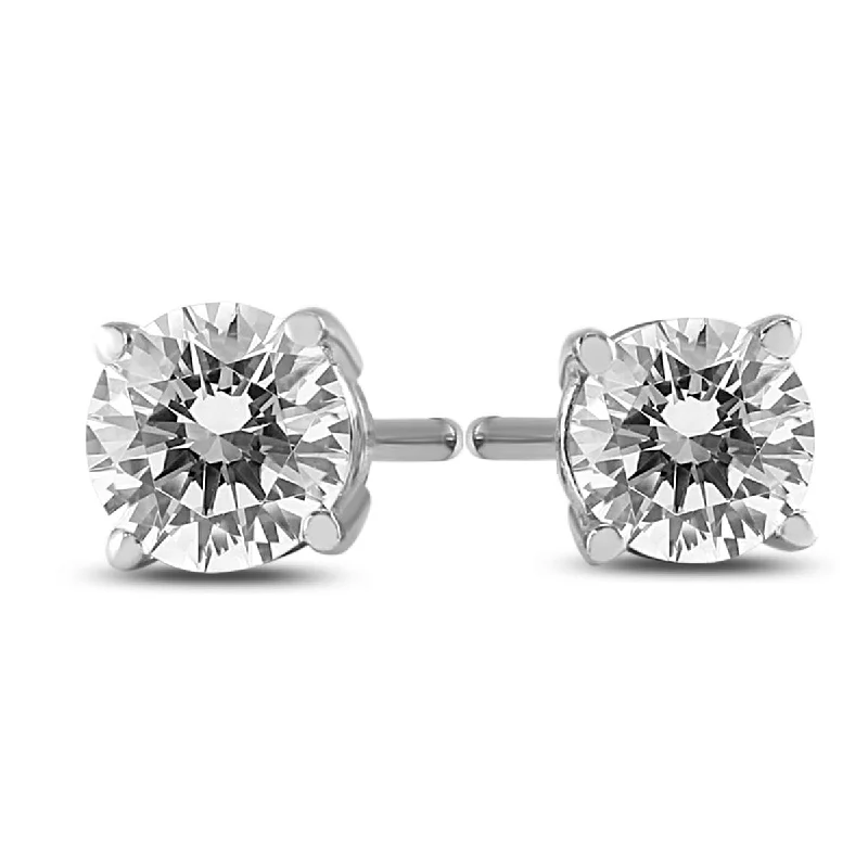 Marquee 1/3 Carat TW Certified Round Diamond Solitaire Stud Earrings in 14K White Gold (I-J Color, SI1-SI2 Clarity)