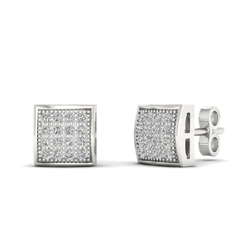 IGI Certified 10k White Gold 1/10ct TDW Diamond Cluster Stud Earrings