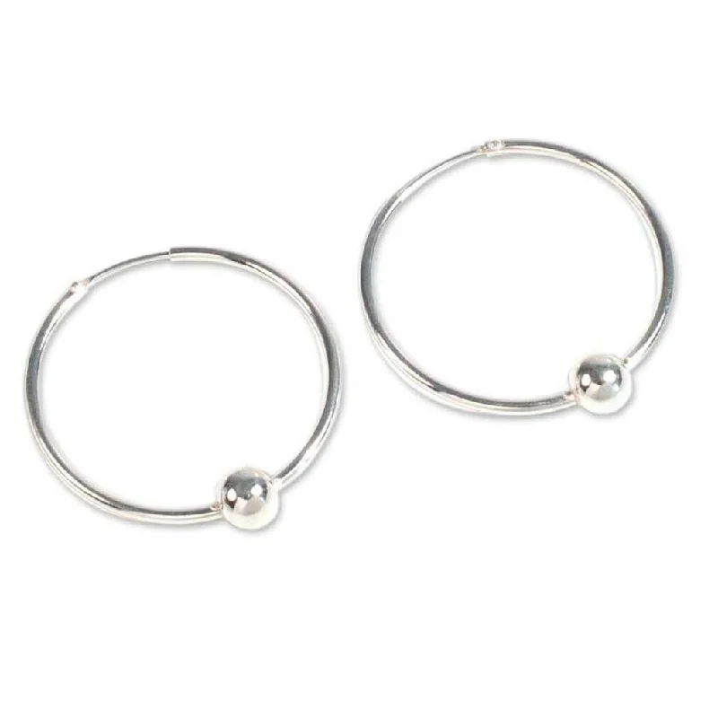 NOVICA Luminous Orbits, Sterling silver hoop earrings - 2*1.9