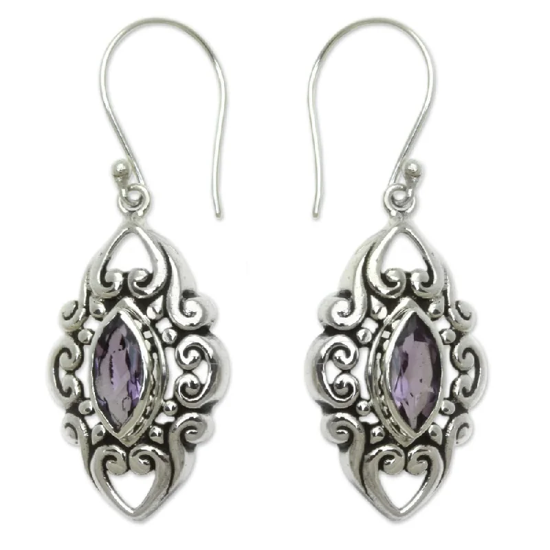 Sterling Silver 'Royal Seal' Amethyst Earrings (Indonesia)