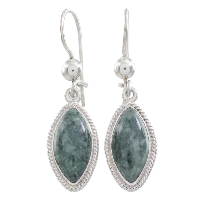 Sterling Silver Green Gaze Jade Earrings (Guatemala)