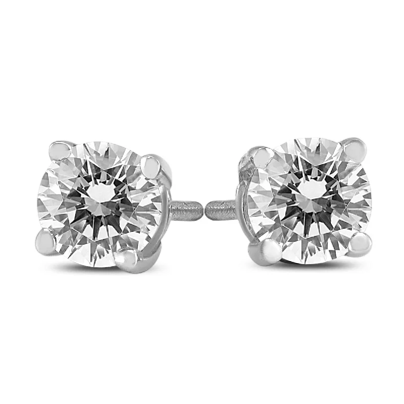 Marquee 1/2 Carat TW Certified Round Diamond Solitaire Stud Earrings in 14K White Gold (I-J Color, SI1-SI2 Clarity)