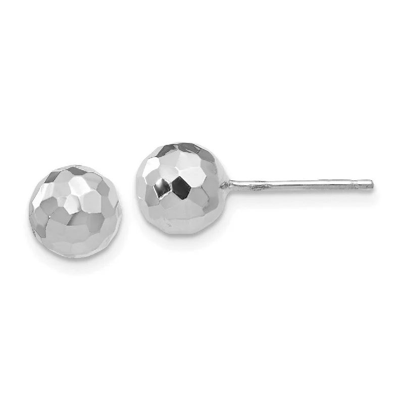 Curata 14k White Gold Hammered 7mm Ball Post Earrings