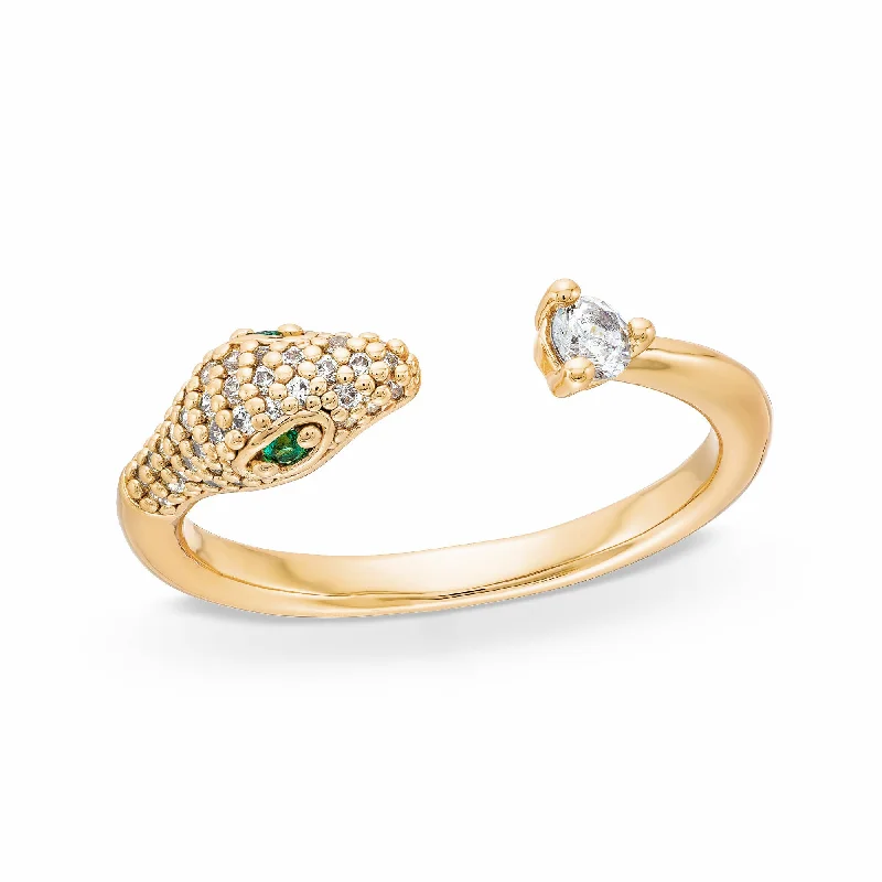 Sloat Snake Wrap Ring in Gold & Pave