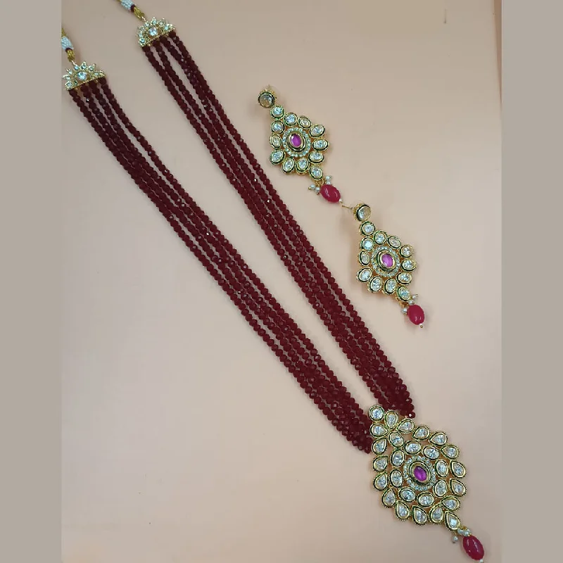 Padmawati Bangles Gold Plated Crystal Stone And Pearls Long Necklace Set