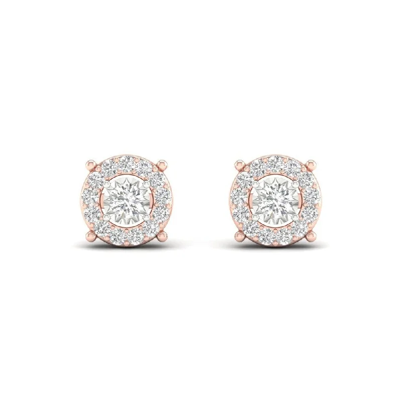 De Couer 10k Rose Gold 1/4ct TDW Diamond Stud Earrings