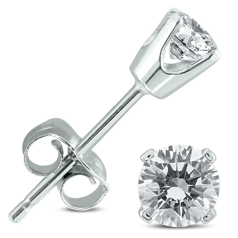 Marquee 3/8 Carat TW Round Diamond Solitaire Stud Earrings In 14k White Gold (I-J COLOR, SI2-SI3 CLARITY)