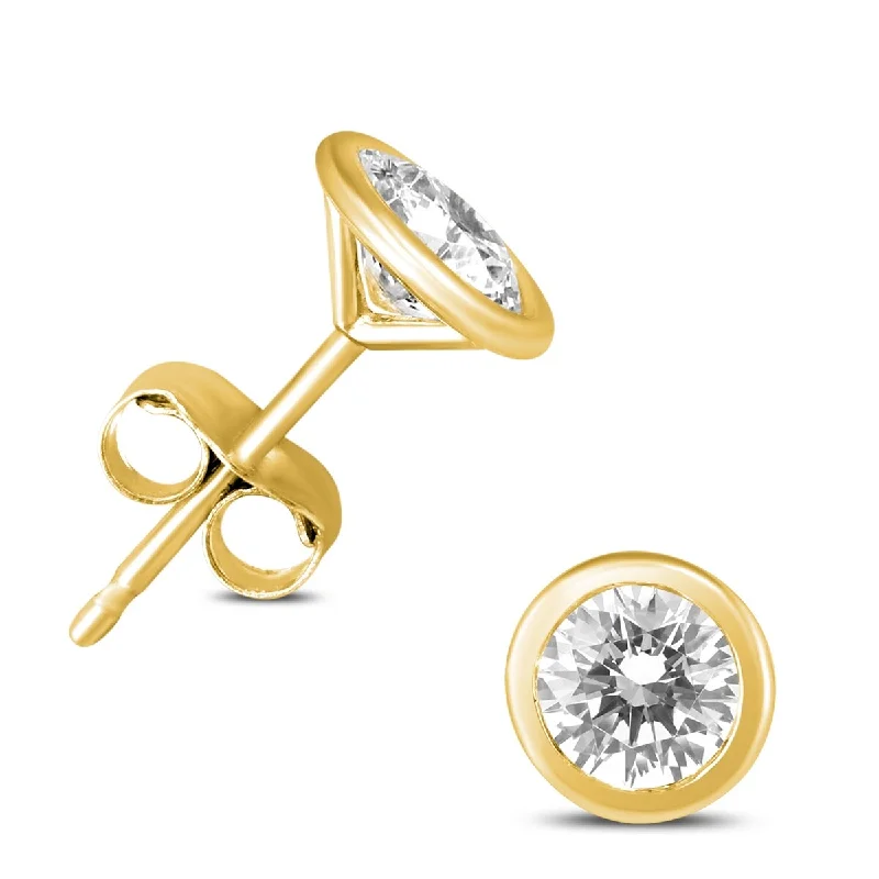 Marquee 3/8 Carat TW Bezel Diamond Solitaire Stud Earrings in 14k Yellow Gold