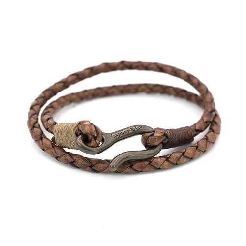 Braided Leather Double Wrap Bracelet