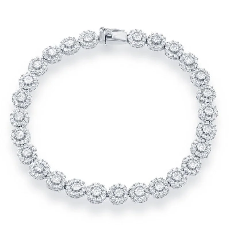 Sterling Silver CZ Disc Tennis Bracelet