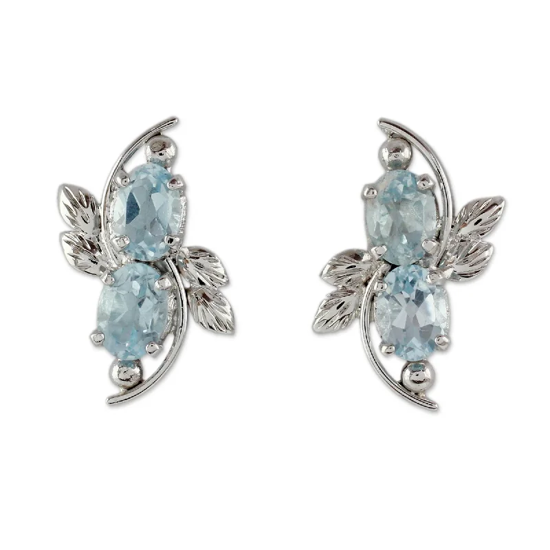 Sterling Silver 'Elegant Azure' Topaz Earrings