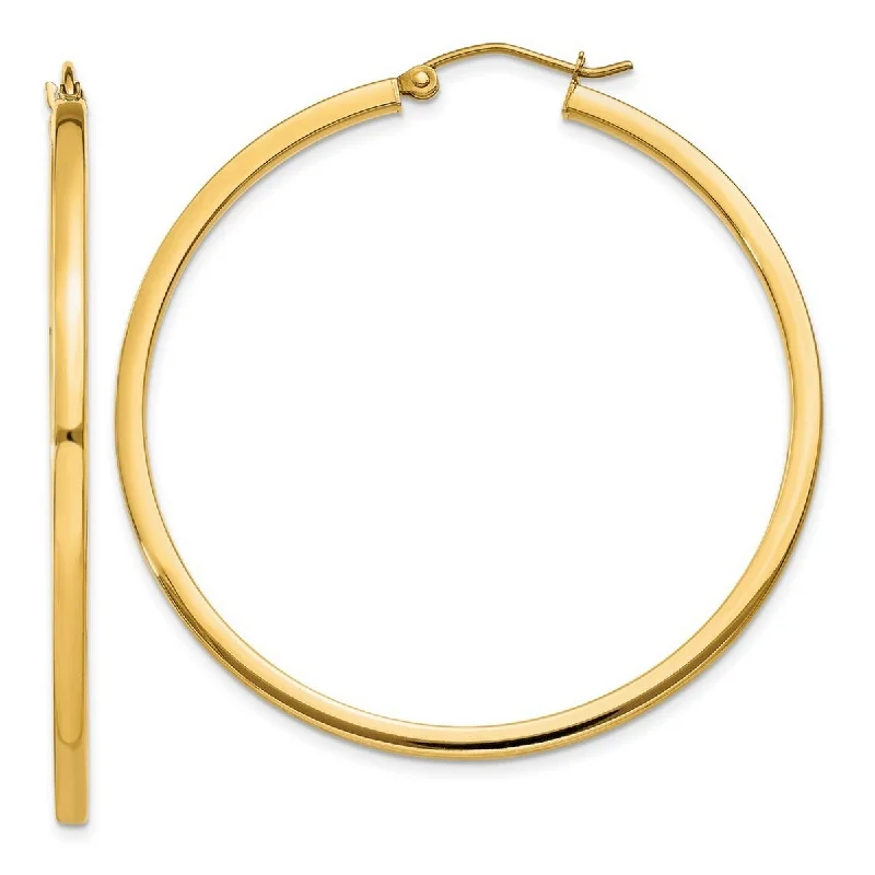 Curata 14k Yellow Gold Polished 45x2mm Square Tube Hoop Earrings