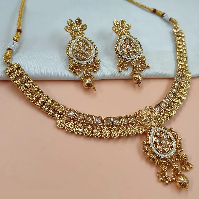 Padmawati Bangles Gold Plated Crystal Stone And Pearls Necklace Set