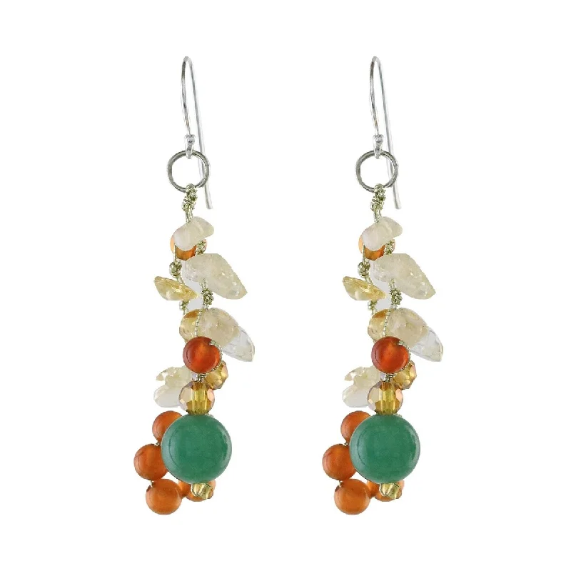 NOVICA Vivacious Color, Multi-gemstone cluster earrings - 2*0.7