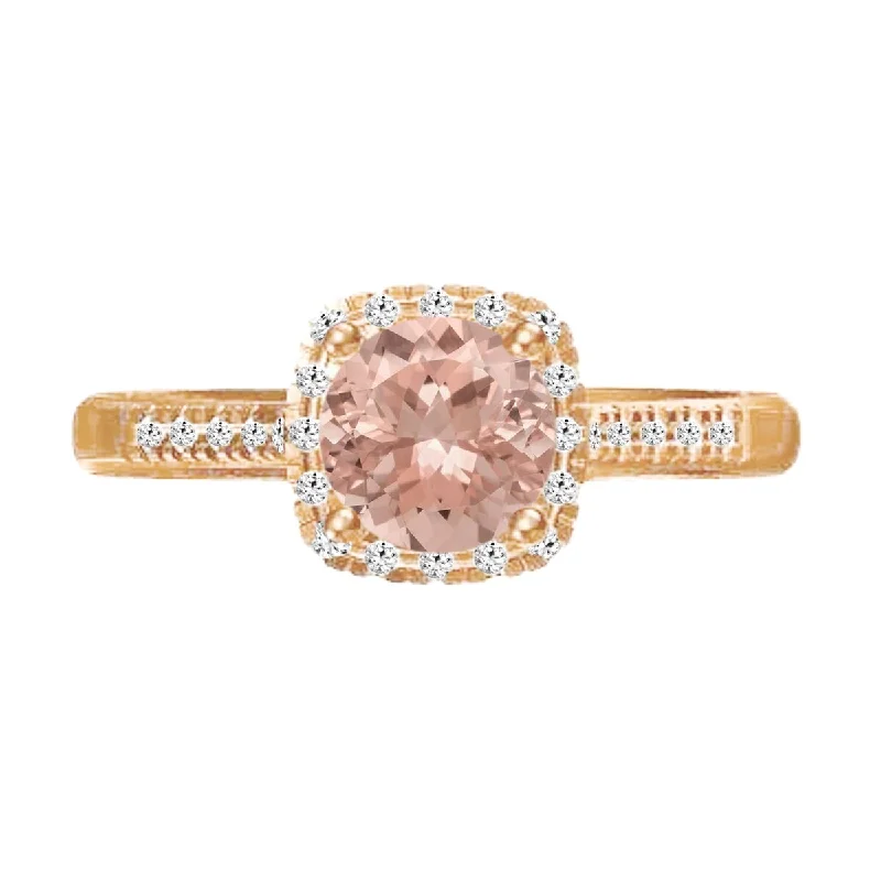 10K Gold Morganite and Diamond Ring