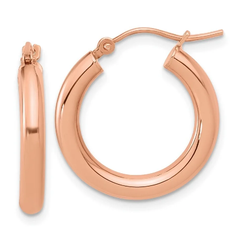 Curata 14k Rose Gold 3x20mm Polished Classic Hoop Earrings