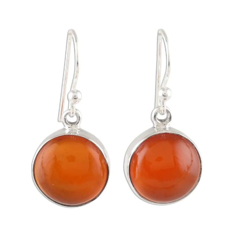 NOVICA Fiery Domes, Carnelian dangle earrings - 1.1*0.5