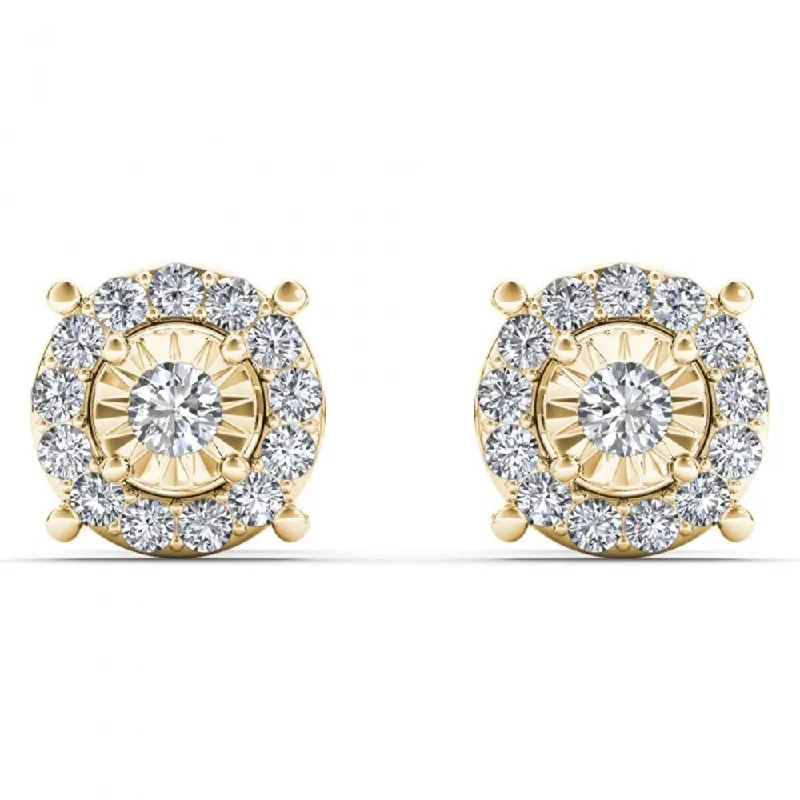 De Couer 10k Yellow Gold 1/4ct TDW Diamond Stud Earrings