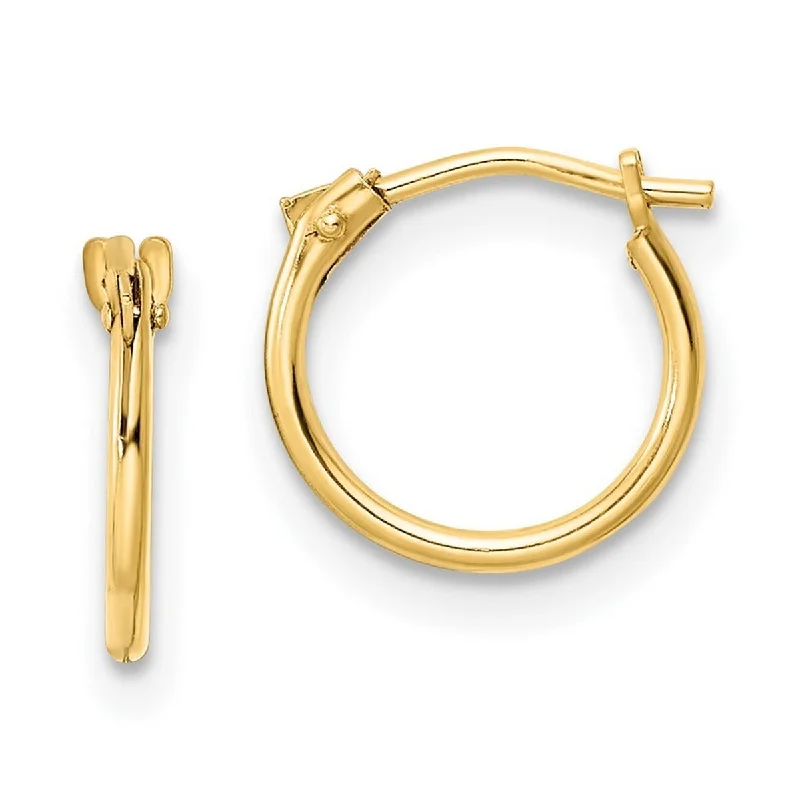 Curata 14k Yellow Gold Polished 10x1mm Thin Hinged Hoop Earrings