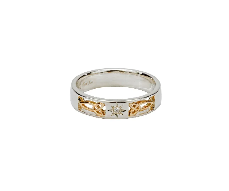 Silver and 10k Gold Trinity Knot 'Lussa' Ring - Diamond