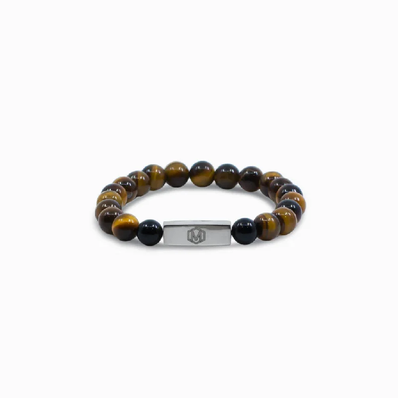 Tiger Eye and Black Tourmaline Bead Bracelet