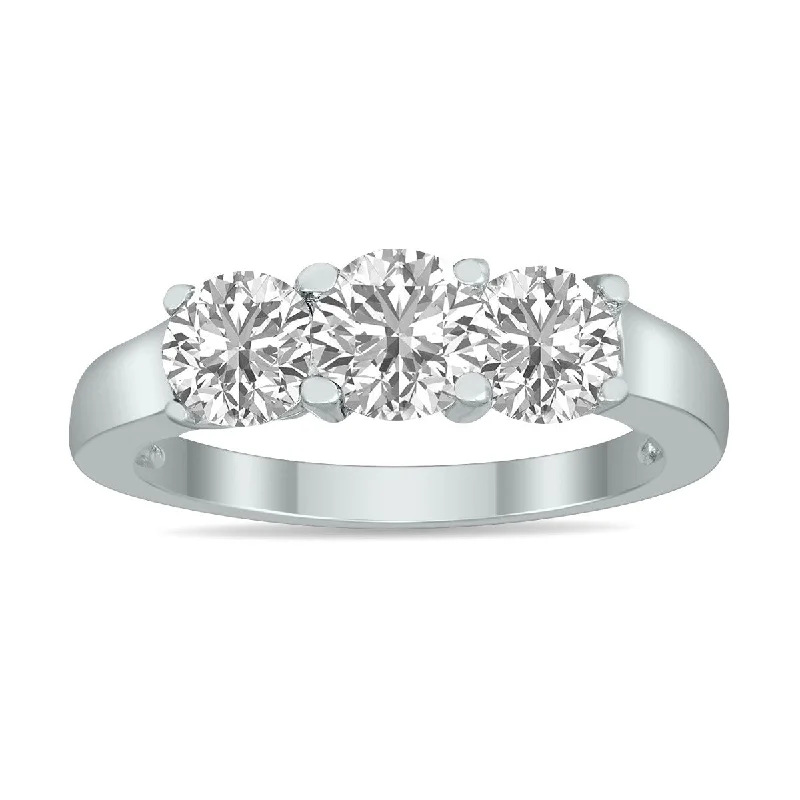 Marquee 2 CTW Three Stone Lab Grown Diamond Ring in 14K White Gold