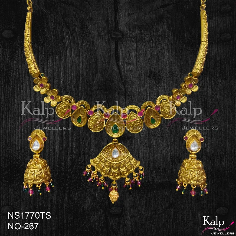 Kalp Jewellers Copper Gold Plated Necklace Set