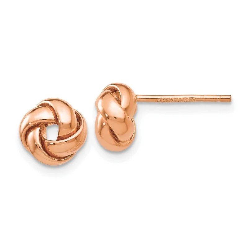 Curata 14k Rose Gold 8mm Polished Love Knot Post Earrings