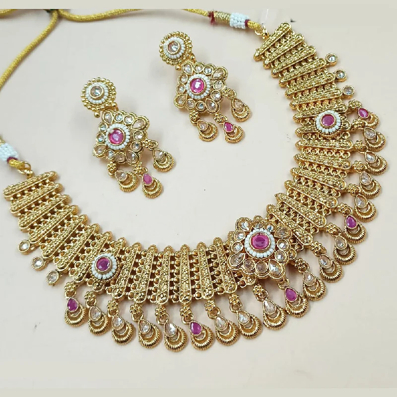 Padmawati Bangles Gold Plated Crystal Stone And Pearls Necklace Set