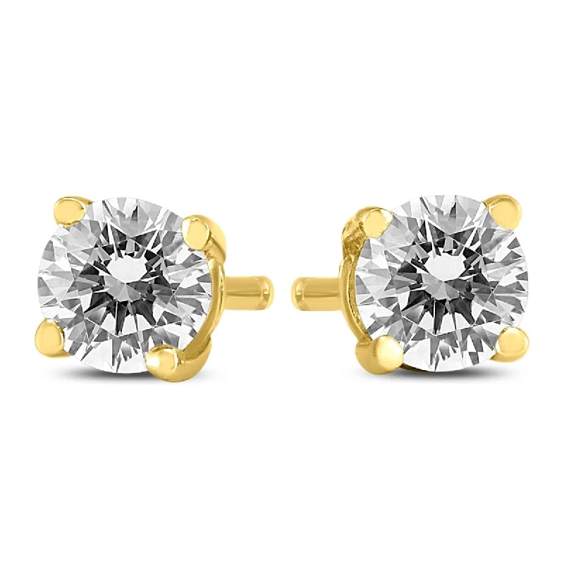 Marquee 1/2 Carat TW Round Diamond Solitaire Stud Earrings In 14k Yellow Gold